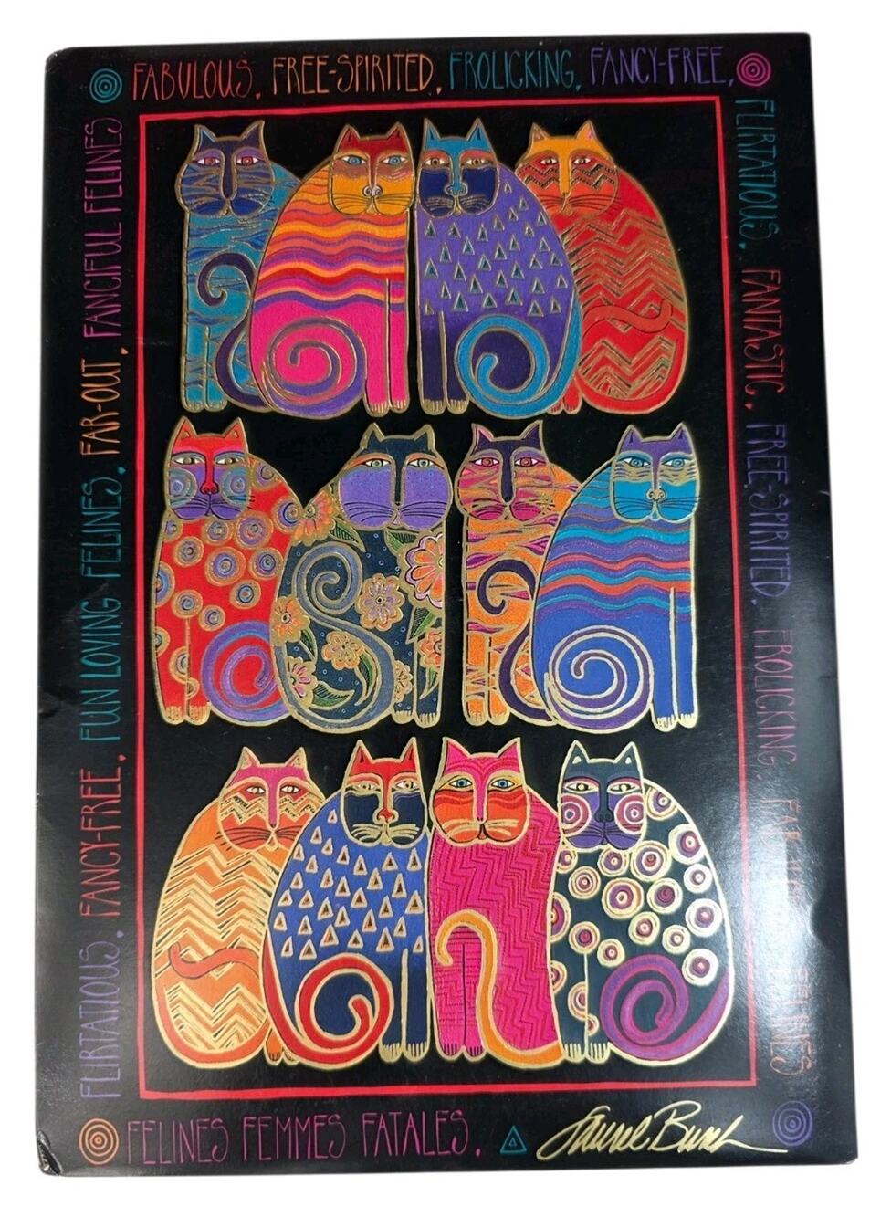 8 Laurel Burch Open Stationary Folio 15 Sheets & Envelope Vtg CAT Stationary
